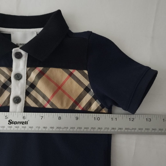 Burberry Vintage Check Panel Polo Shirt in Navy - Picture 5 of 6